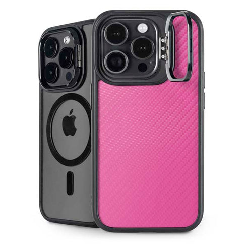 Pink Carbon Fiber Specialty Texture Material iPhone 14 Pro Kickstand Case