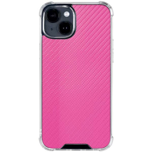 Pink Carbon Fiber Specialty Material iPhone 15 Clear Case