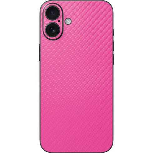 Pink Carbon Fiber Specialty Texture Material iPhone 16 Plus Skin