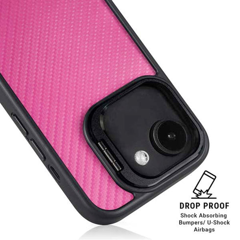 Pink Carbon Fiber Specialty Texture Material iPhone 16e Kickstand Case