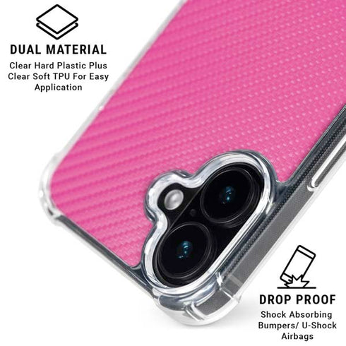 Pink Carbon Fiber Specialty Texture Material iPhone 17 Clear Case