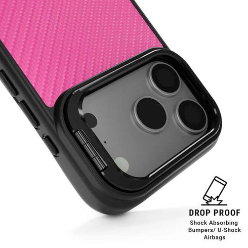 Pink Carbon Fiber Specialty Texture Material iPhone 17 Pro Kickstand Case