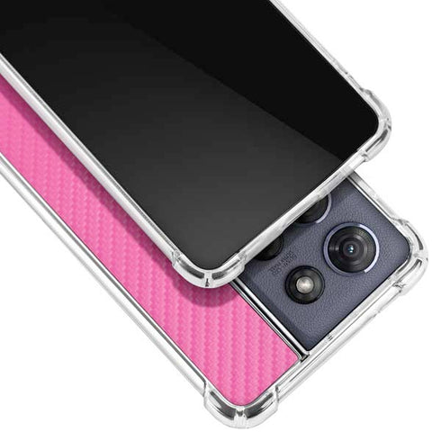 Pink Carbon Fiber Specialty Texture Material Moto G 5G (2025) Clear Case