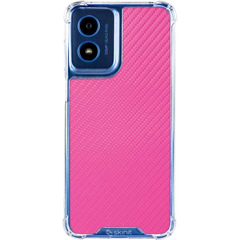 Pink Carbon Fiber Specialty Texture Material Moto G 5G (2024) Clear Case