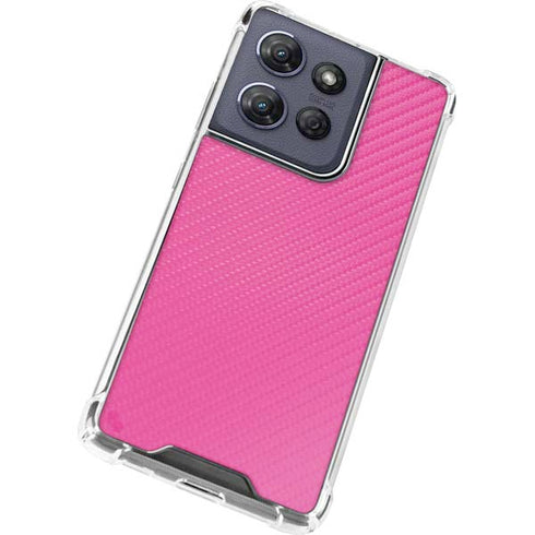 Pink Carbon Fiber Specialty Texture Material Moto G Play 5G (2025) Clear Case