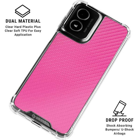 Pink Carbon Fiber Specialty Texture Material Moto G Power 5G (2024) Clear Case