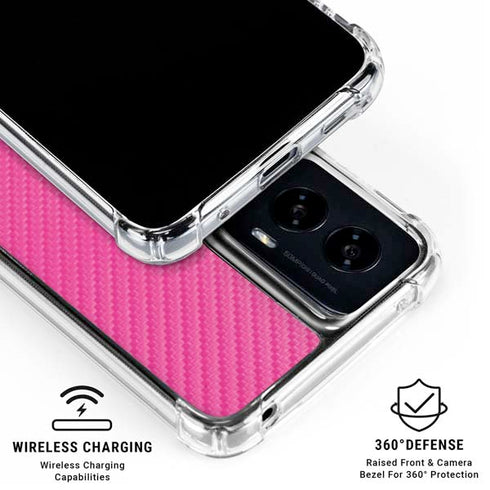 Pink Carbon Fiber Specialty Texture Material Moto G Power 5G (2024) Clear Case