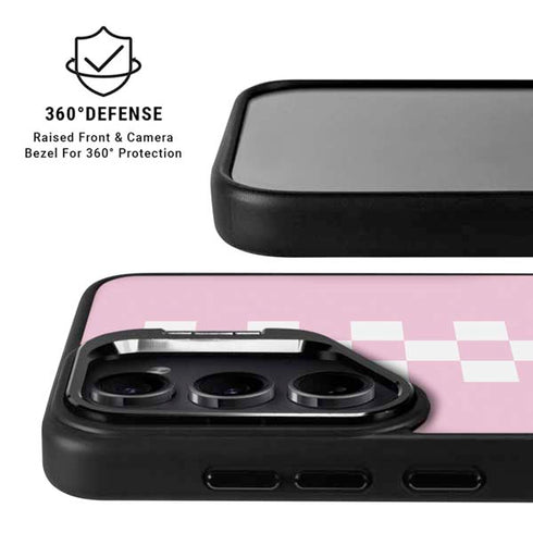 Pink Checkerboard Galaxy S24 FE Kickstand Case