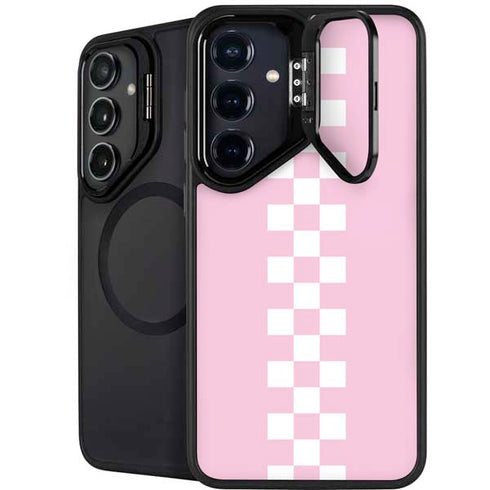 Pink Checkerboard Galaxy S24 Kickstand Case