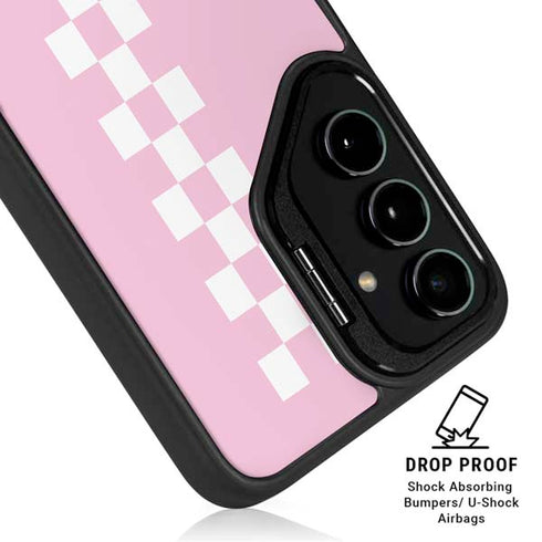 Pink Checkerboard Galaxy S25 Kickstand Case