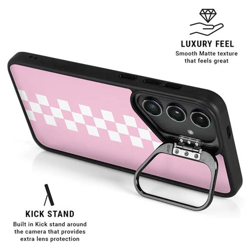 Pink Checkerboard Galaxy S24 Plus Kickstand Case