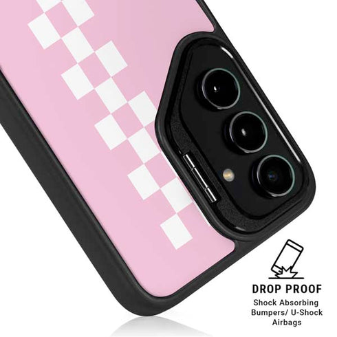 Pink Checkerboard Galaxy S25 Plus Kickstand Case