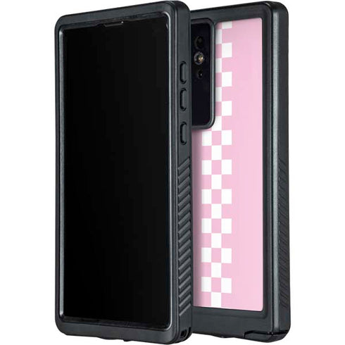 Pink Checkerboard Galaxy S24 Ultra Waterproof Case