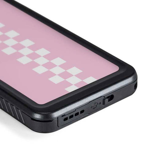 Pink Checkerboard Galaxy S24 Waterproof Case