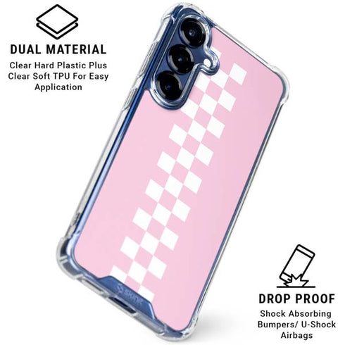 Pink Checkerboard Galaxy S25 Plus Clear Case