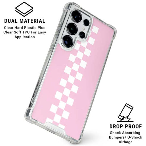 Pink Checkerboard Galaxy S25 Ultra Clear Case