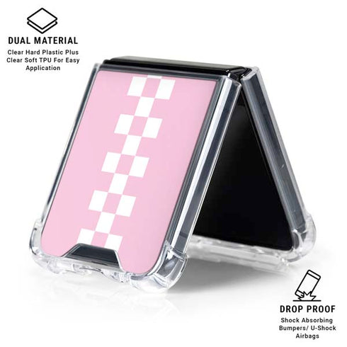 Pink Checkerboard Galaxy Z Flip6 Clear Case