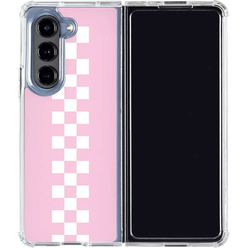 Pink Checkerboard Galaxy Z Fold5 5G Clear Case