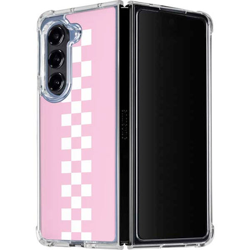 Pink Checkerboard Galaxy Z Fold5 5G Clear Case