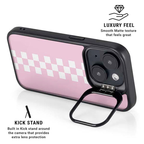 Pink Checkerboard iPhone 14 Kickstand Case