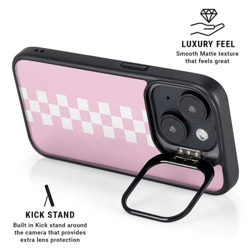 Pink Checkerboard iPhone 14 Plus Kickstand Case