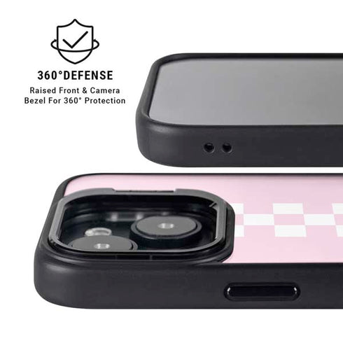 Pink Checkerboard iPhone 14 Plus Kickstand Case