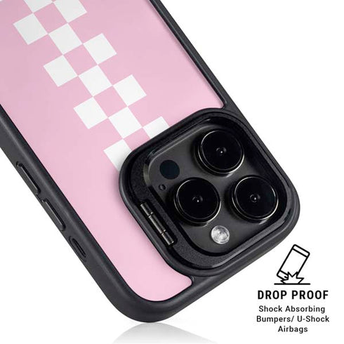 Pink Checkerboard iPhone 14 Pro Kickstand Case