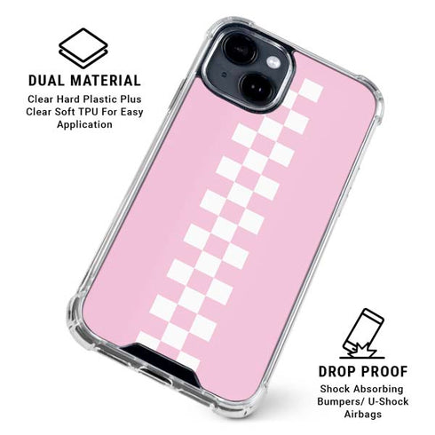 Pink Checkerboard iPhone 15 Clear Case