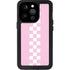 Pink Checkerboard iPhone 15 Pro Waterproof Case