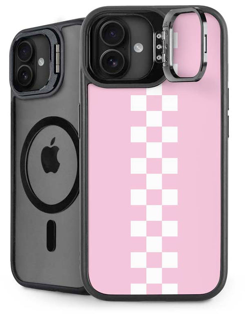 Pink Checkerboard iPhone 16 Kickstand Case