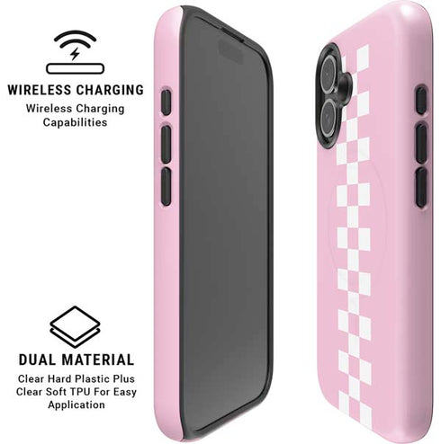 Pink Checkerboard iPhone 16 Magsafe Impact Case