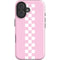 Pink Checkerboard iPhone 16 Plus Impact Case