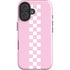Pink Checkerboard iPhone 16 Plus Impact Case