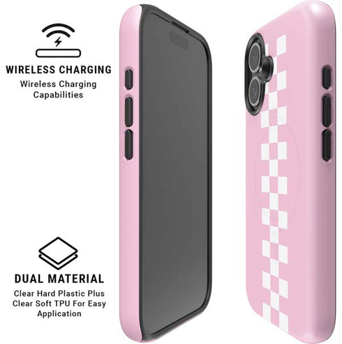 Pink Checkerboard iPhone 16 Plus Magsafe Impact Case