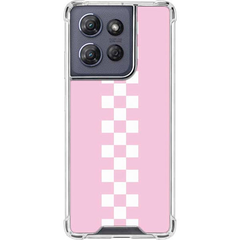 Pink Checkerboard Moto G 5G (2025) Clear Case