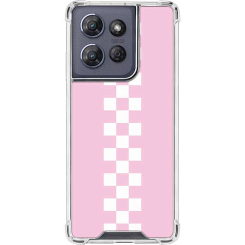 Pink Checkerboard Moto G Play 5G (2025) Clear Case