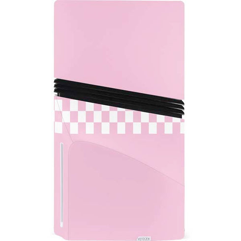 Pink Checkerboard PS5 Pro Disk Console Skin