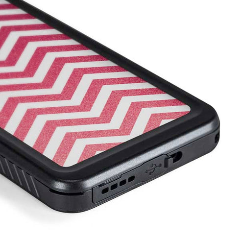 Pink Chevron Galaxy S24 Waterproof Case
