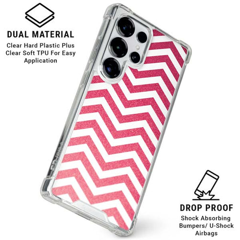 Pink Chevron Galaxy S25 Ultra Clear Case