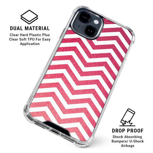 Pink Chevron iPhone 15 Clear Case