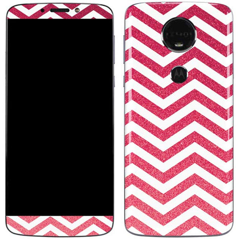 Pink Chevron Moto E5 Plus Skin