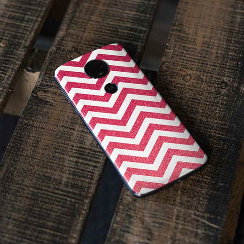 Pink Chevron Moto E5 Plus Skin