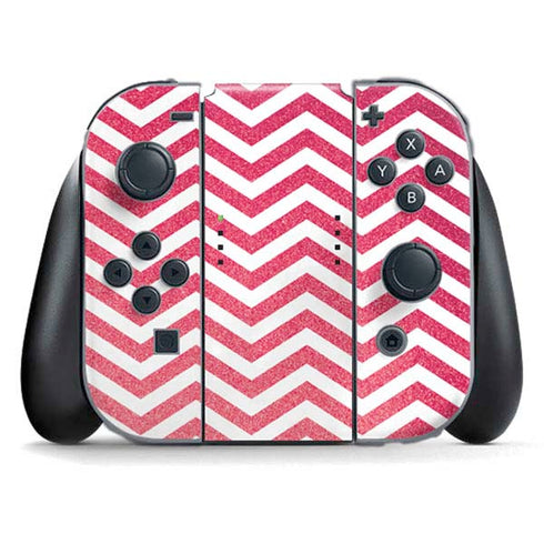 Pink Chevron Nintendo Switch (2017-2021) Joy-Con Controller Skin