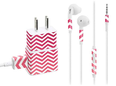 Pink Chevron Phone Charger Skin