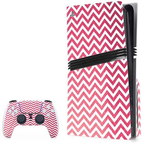 Pink Chevron PS5 Pro Disk Bundle Skin