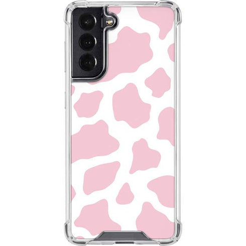 Pink Cow Print Galaxy S22 Clear Case
