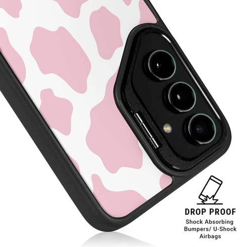 Pink Cow Print Galaxy S24 FE Kickstand Case