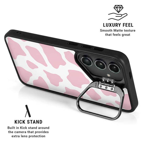 Pink Cow Print Galaxy S25 Kickstand Case