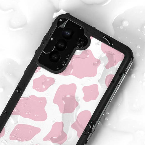 Pink Cow Print Galaxy S24 Plus Waterproof Case