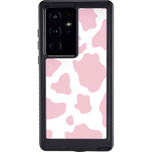 Pink Cow Print Galaxy S24 Ultra Waterproof Case